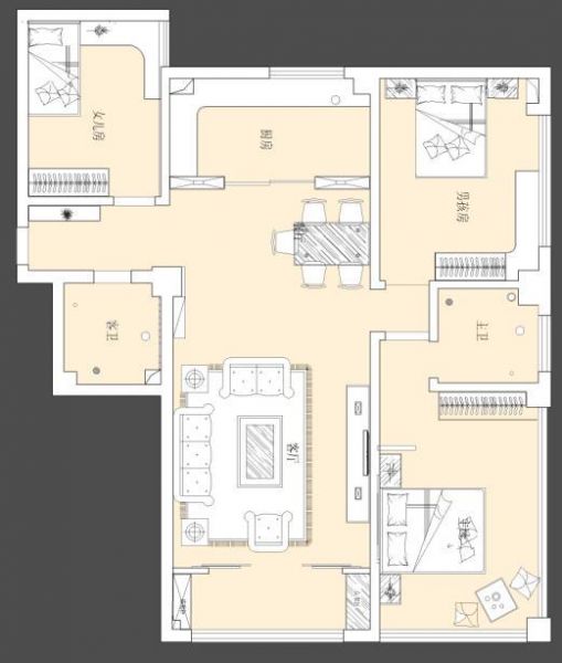 国瑞城-三居室-163平米-装修设计
