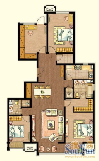 远洋沁山水-四居室-194平米-装修设计