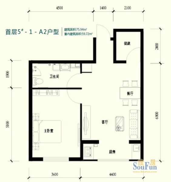 强佑清河新城-一居室-75.94平米-装修设计