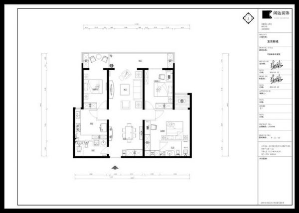 玉泉新城-三居室-107.56平米-装修设计