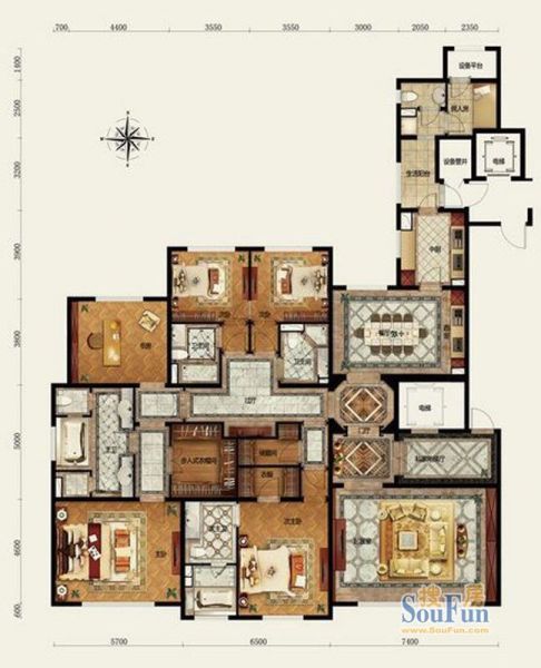 远洋万和公馆-五居室-350平米-装修设计