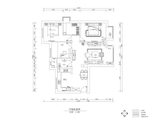 花雨汀-三居室-136平米-装修设计