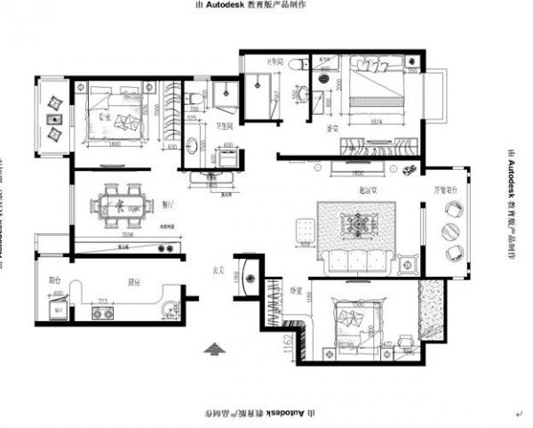 海特花园-三居室-135平米-装修设计