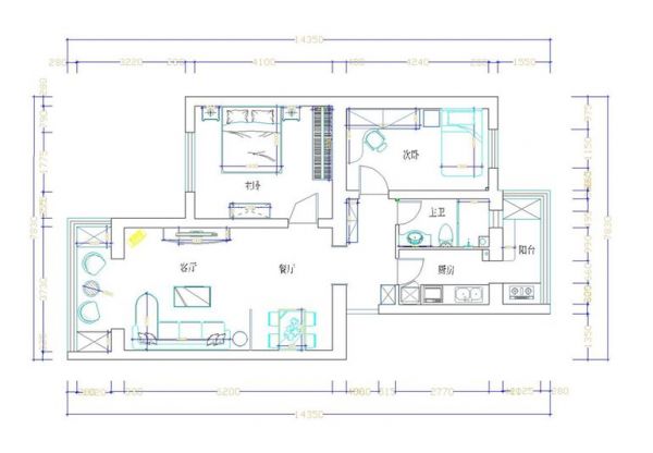 富力城A区-二居室-125平米-装修设计