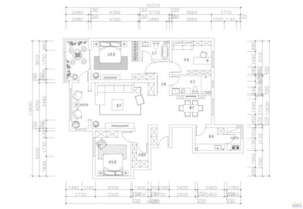 东方太阳城二期-二居室-150平米-装修设计