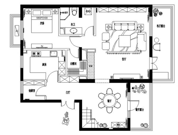 上林世家-二居室-118平米-装修设计