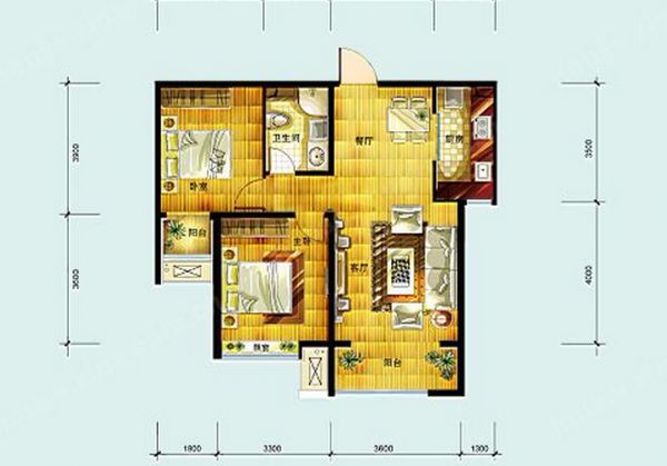 华远铭悦世家-二居室-89.4平米-装修设计
