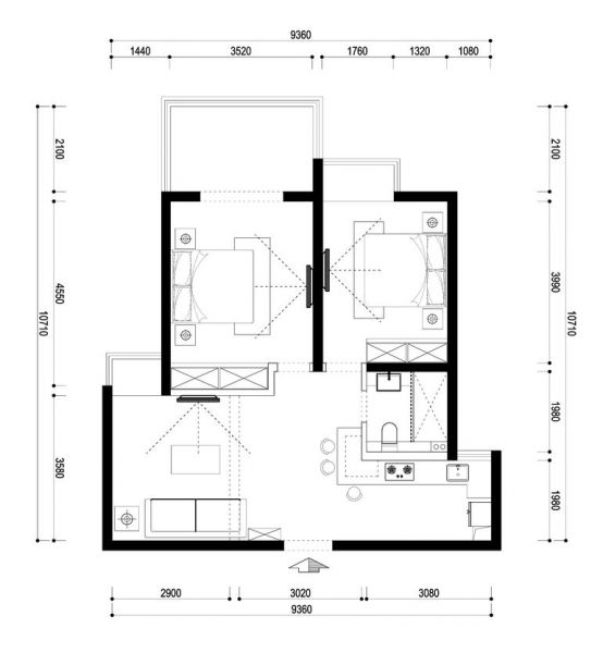 远洋天地-二居室-70平米-装修设计