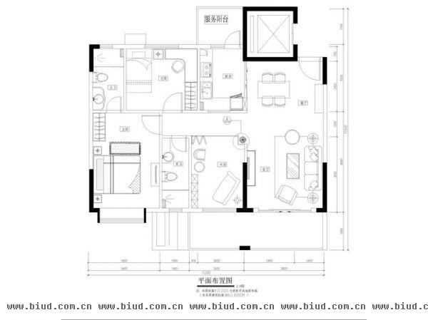 米拉社区-二居室-95平米-装修设计