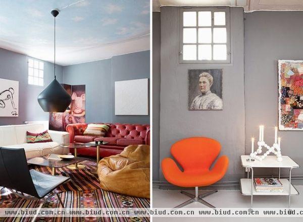 色彩混搭 酷炫摩登瑞典公寓设计