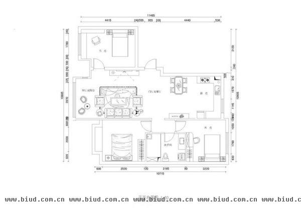 清上园-二居室-104.74平米-装修设计