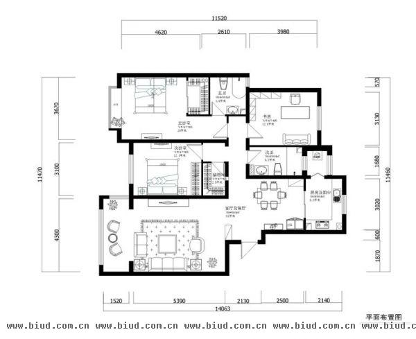 顺义金宝城-三居室-99平米-装修设计