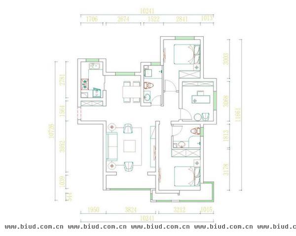 中建国际港-三居室-122平米-装修设计