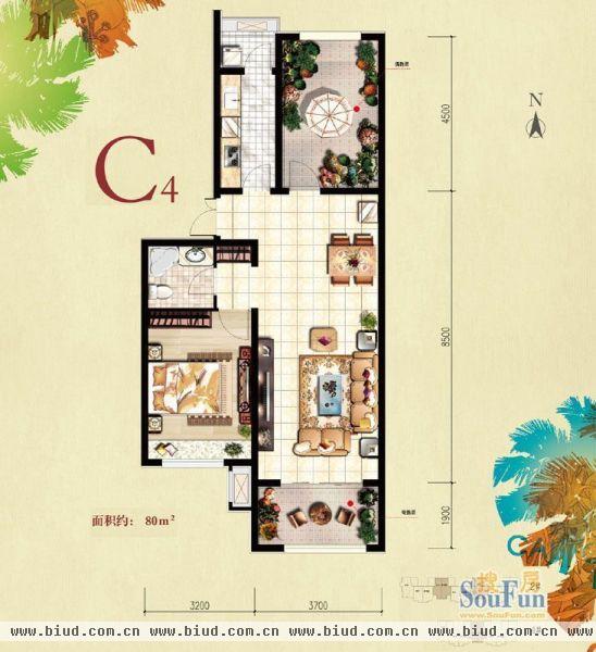 北京城建·红木林-一居室-80平米-装修设计
