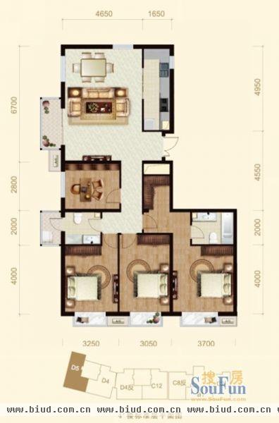 龙山广场-四居室-164平米-装修设计