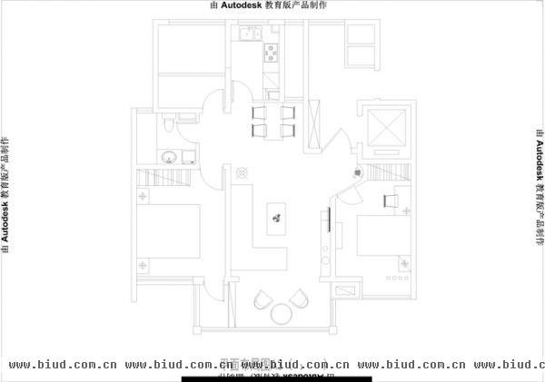 106平米黑色小三居室精装个性设计