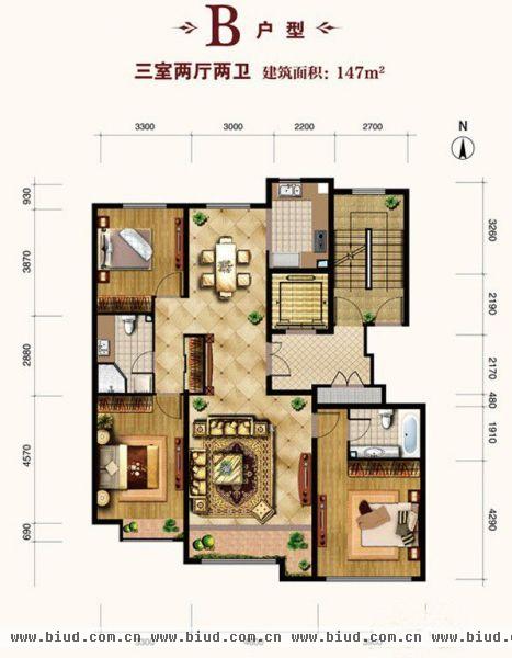 北京城建·世华龙樾-三居室-147平米-装修设计