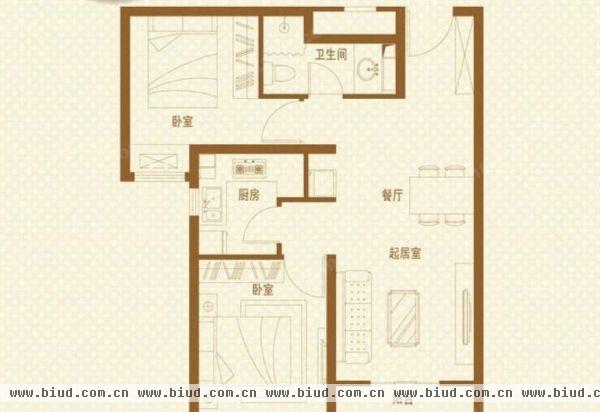 金地格林格林-二居室-75.51平米-装修设计