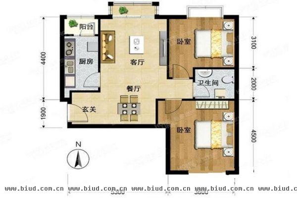 玉泉新城-二居室-97.54平米-装修设计