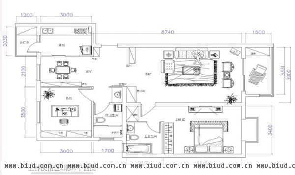 上林溪南区-二居室-102平米-装修设计