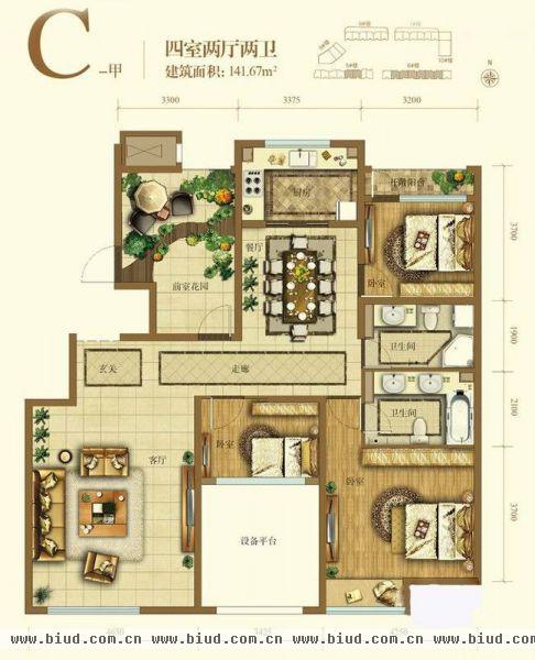 大苑·海淀名著-四居室-141.67平米-装修设计