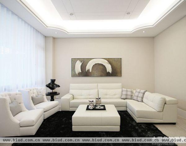 白色简约风格家装客厅装修效果图片