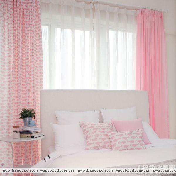 女生卧室粉红窗帘效果图