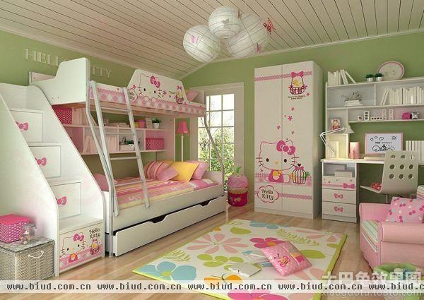 粉色儿童房样板间装修设计图片