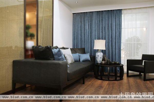 现代客厅纯色窗帘图片欣赏