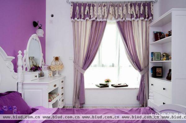 女生卧室紫色窗帘效果图大全
