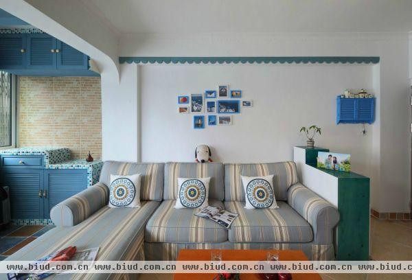 纯美地中海风格客厅布艺沙发图片欣赏