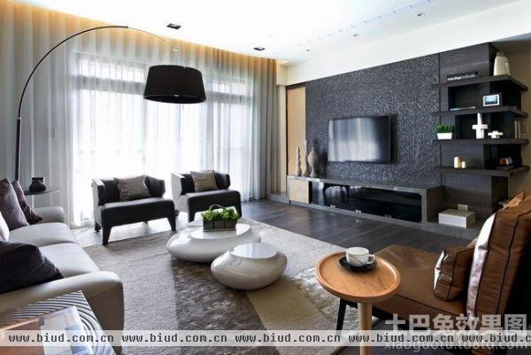 现代时尚风格四室两厅客厅电视墙装修效果图