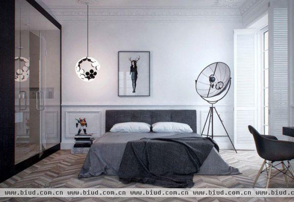 现代简约单身公寓卧室装修效果图