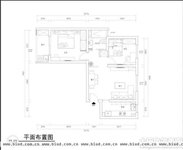 55平米两室一厅平面设计图