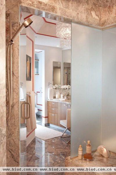 别墅仿古风格玻璃浴室门装修效果图