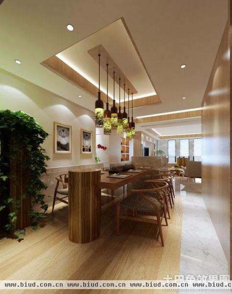 现代创意风格三室两厅餐厅吊顶装修效果图