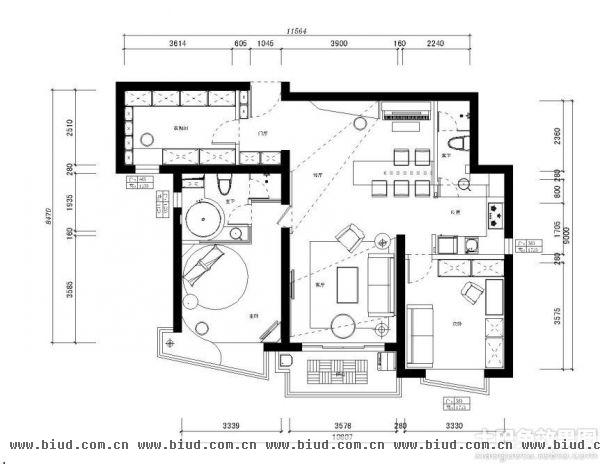 90平米两室一厅室内设计图