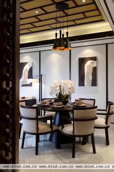 新中式风格家装别墅餐厅装修效果图欣赏
