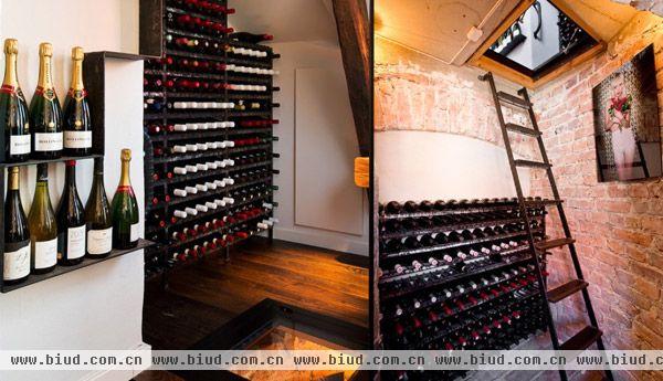 储藏室，从照片上可以看到形形色色的红酒，这里都珍藏着主人最爱的红酒。