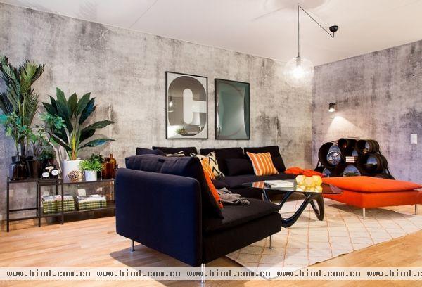 工业风的墙面设计，用现代家具作为点缀，塑造温暖空间就是这么简单。