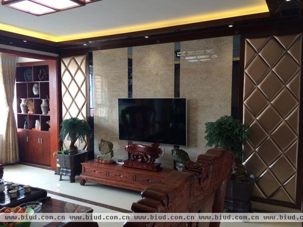中式风格装修客厅背景墙效果图片欣赏