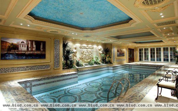 法式豪华别墅室内泳池图片