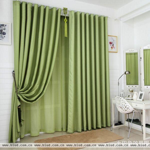 绿色卧室窗帘效果图大全