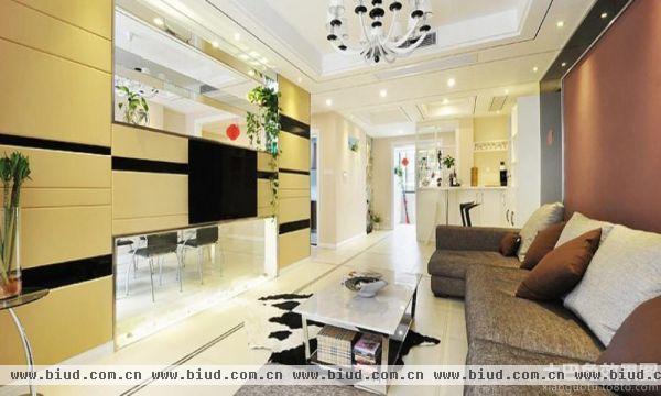 80平米现代风格两室两厅家庭客厅装修图片2014