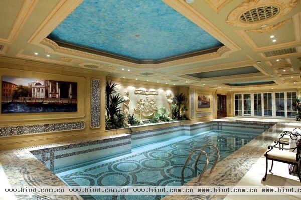欧式古典风格豪华装修泳池效果图
