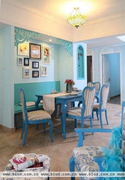纯美地中海风格两室一厅家庭餐厅装修效果图2014