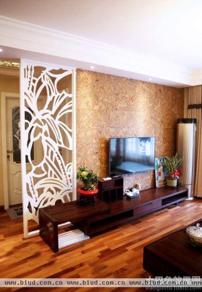 韩式风格100平两室一厅客厅背景墙装修效果图