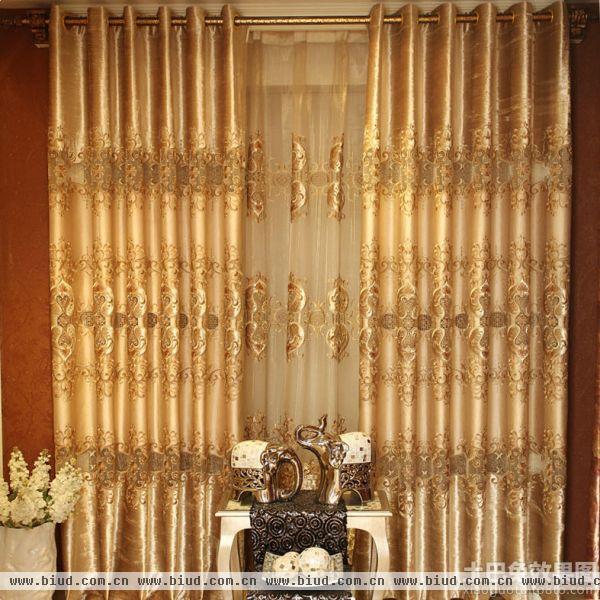 欧式客厅提花窗帘效果图片