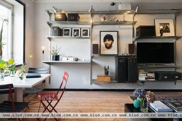 瑞典43平米纯黑系男子公寓