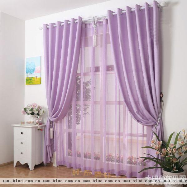 阳台紫色窗帘效果图片